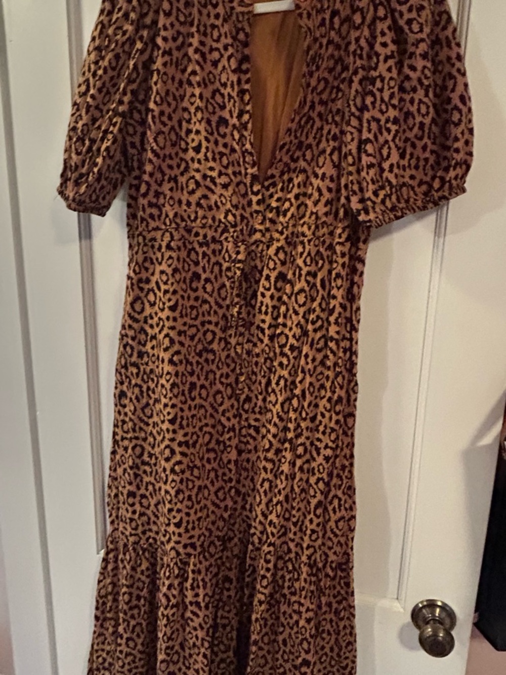 Emerson Fry Leopard-Print Midi Shirt Dress in Brown and Black